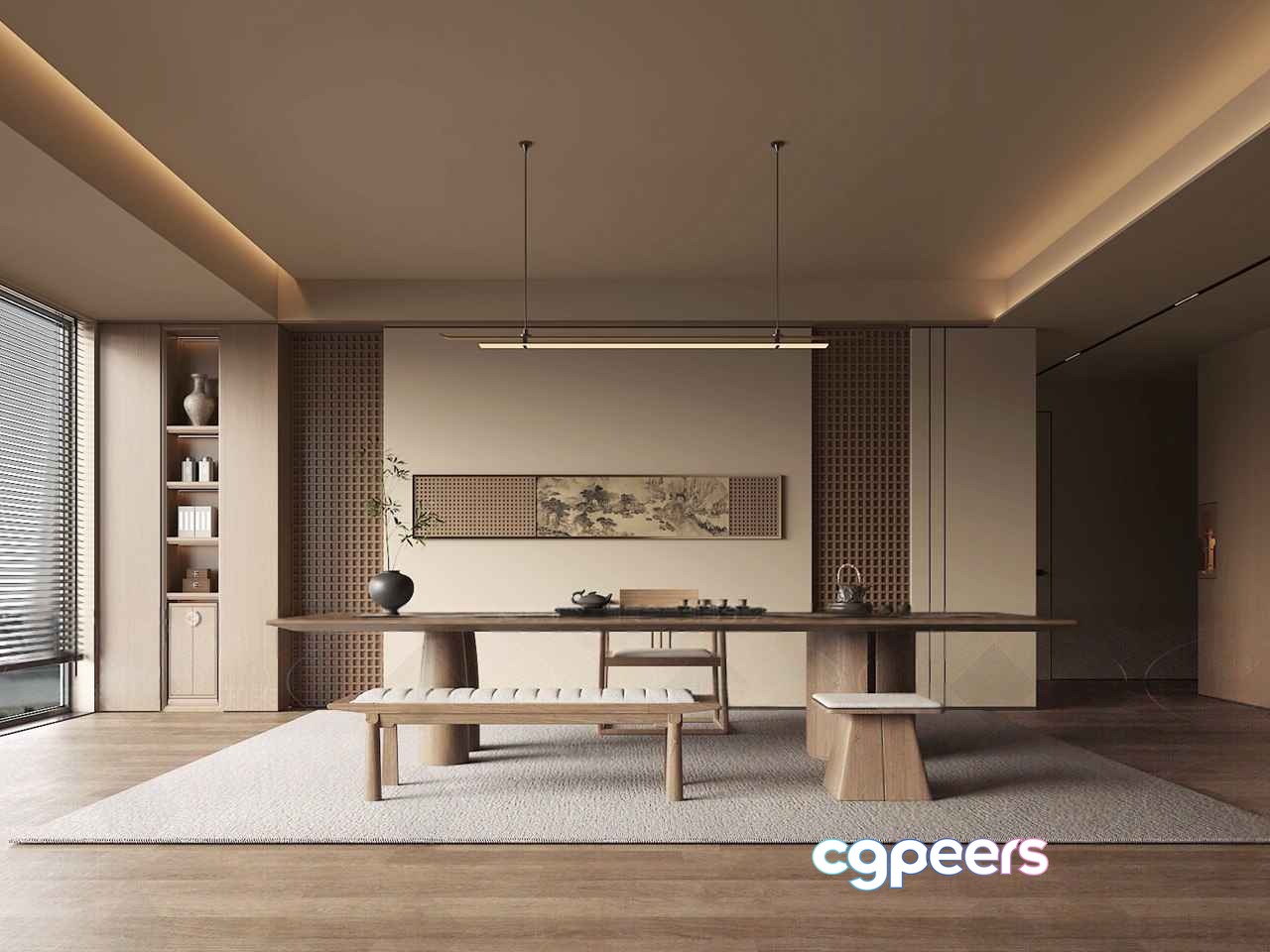 Modern Asian Dining Room 3D Model - 10741 - VRAY Render