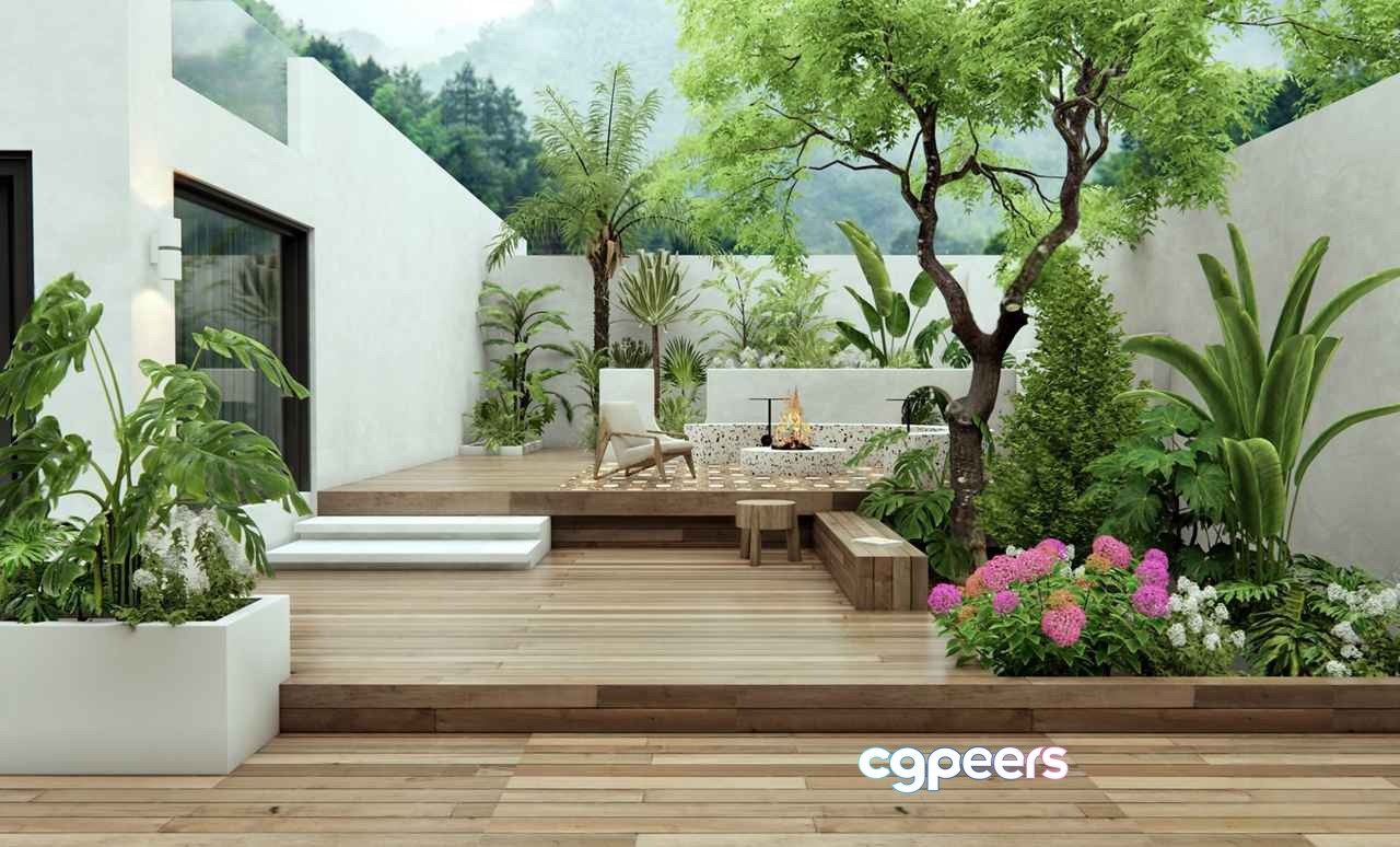 Modern Outdoor Patio 3D Model - 8867 - VRAY Render