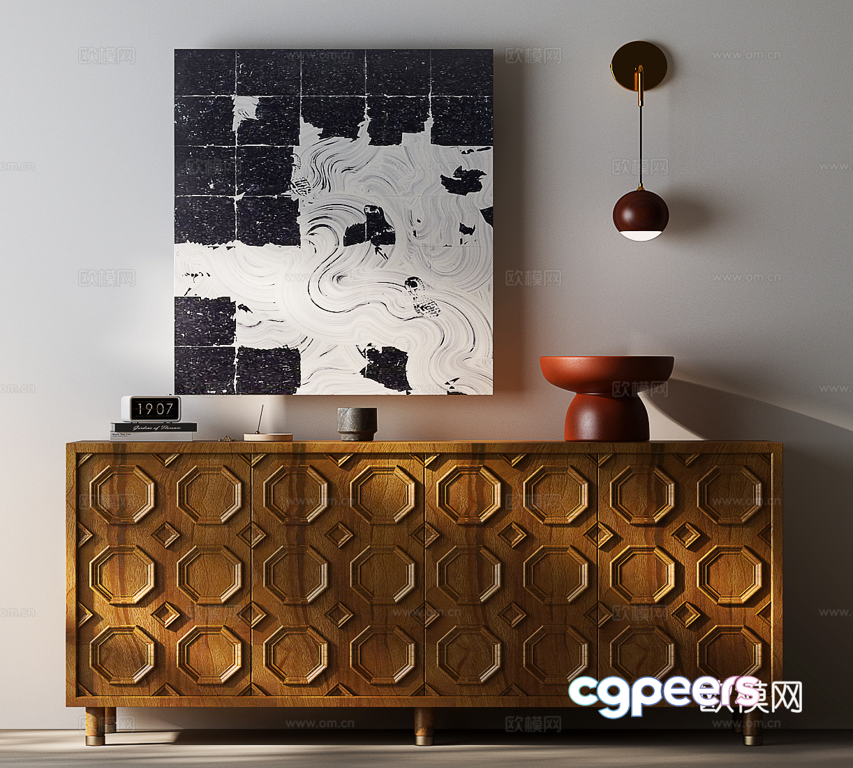 Modern Wooden Sideboard 3D Model - 1003 - VRAY Render