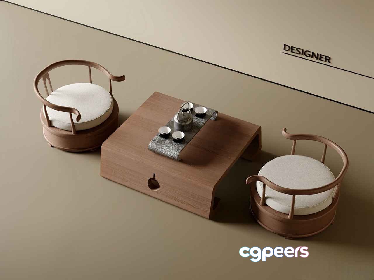 Modern Tea Set 3D Model - 8398 - VRAY Render