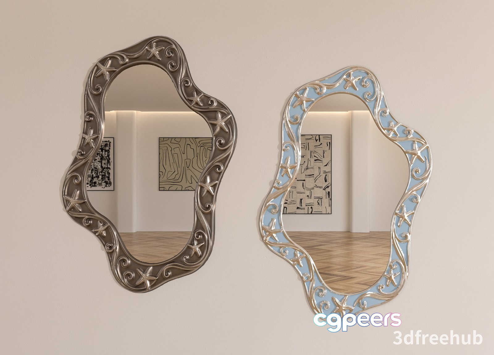 Two Decorative Mirrors 3D Model - 21169 - VRAY Render Two Decorative Mirrors 3D Model - 21169 - VRAY Render