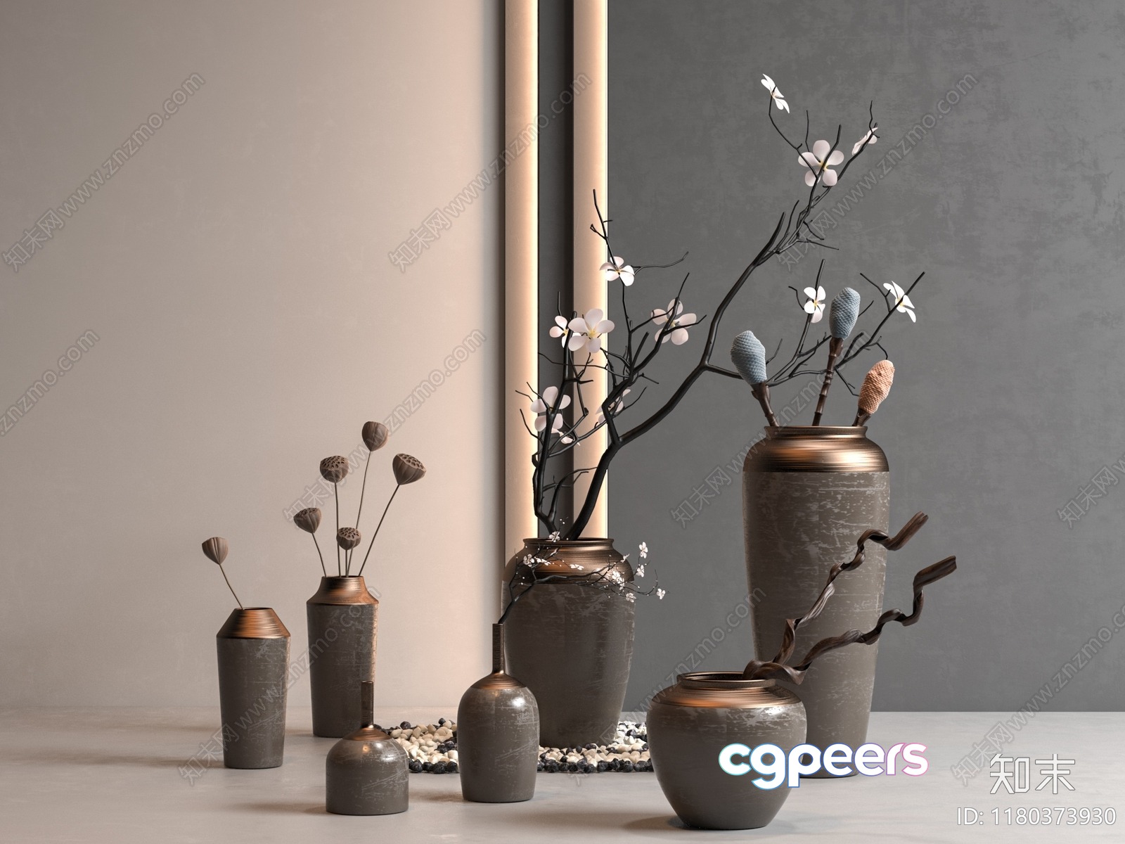 Modern Minimalist Vases 3D Model - 18619 - VRAY Render