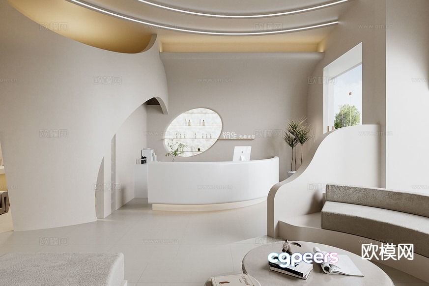 Modern White Reception Area 3D Model - 2077 - CORONA Render