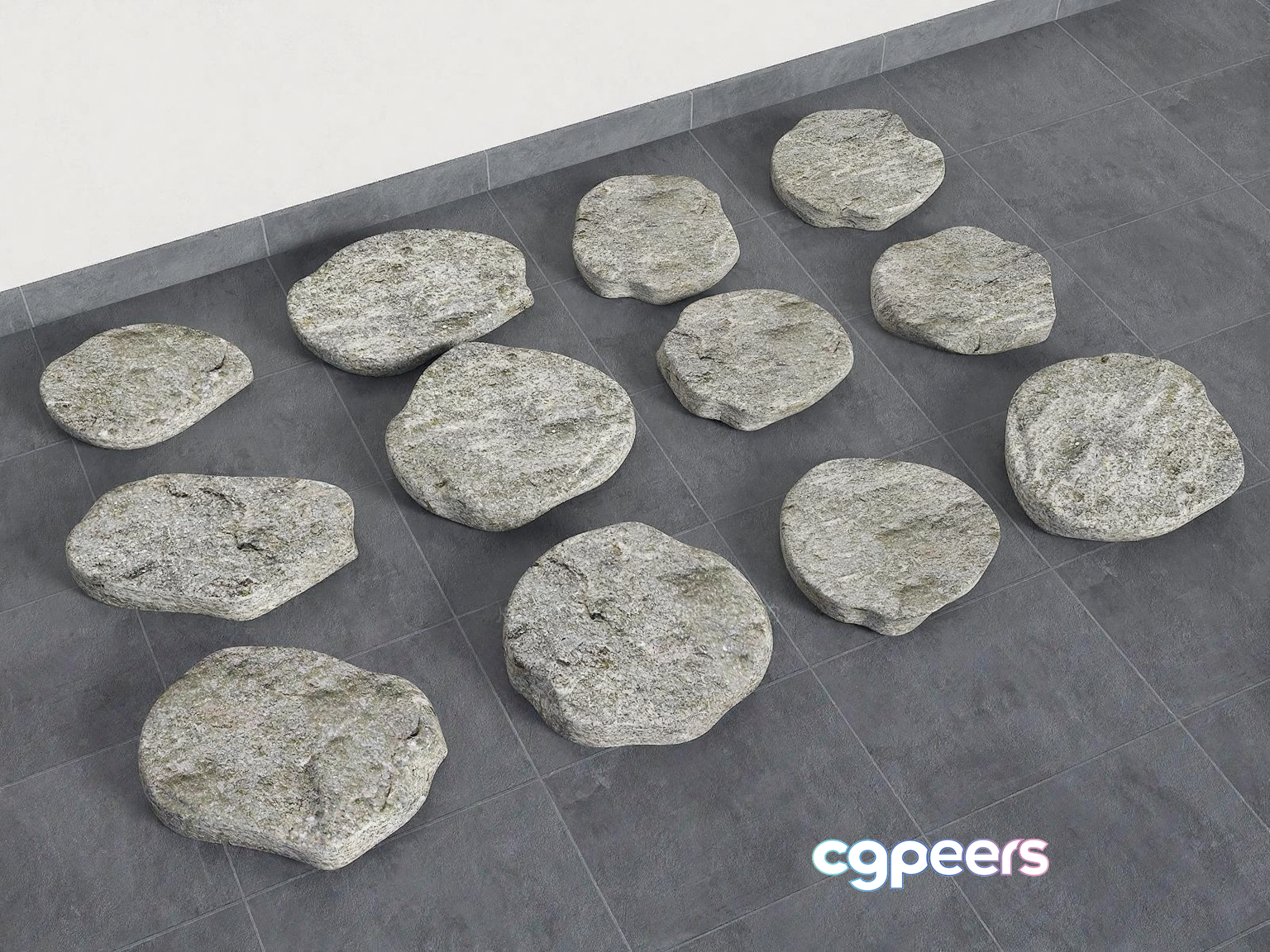 Round Flat Stones 3D Model - 5328 - VRAY Render Round Flat Stones 3D Model - 5328 - VRAY Render