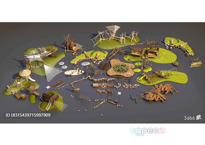 A 3D Rendering Of Various Structures Likely For A Game Or Simulation 3D Model - 3998 - VRAY Render