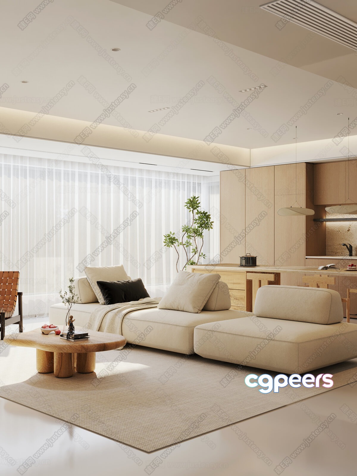 Modern Living Room 3D Model - 14012 - VRAY Render