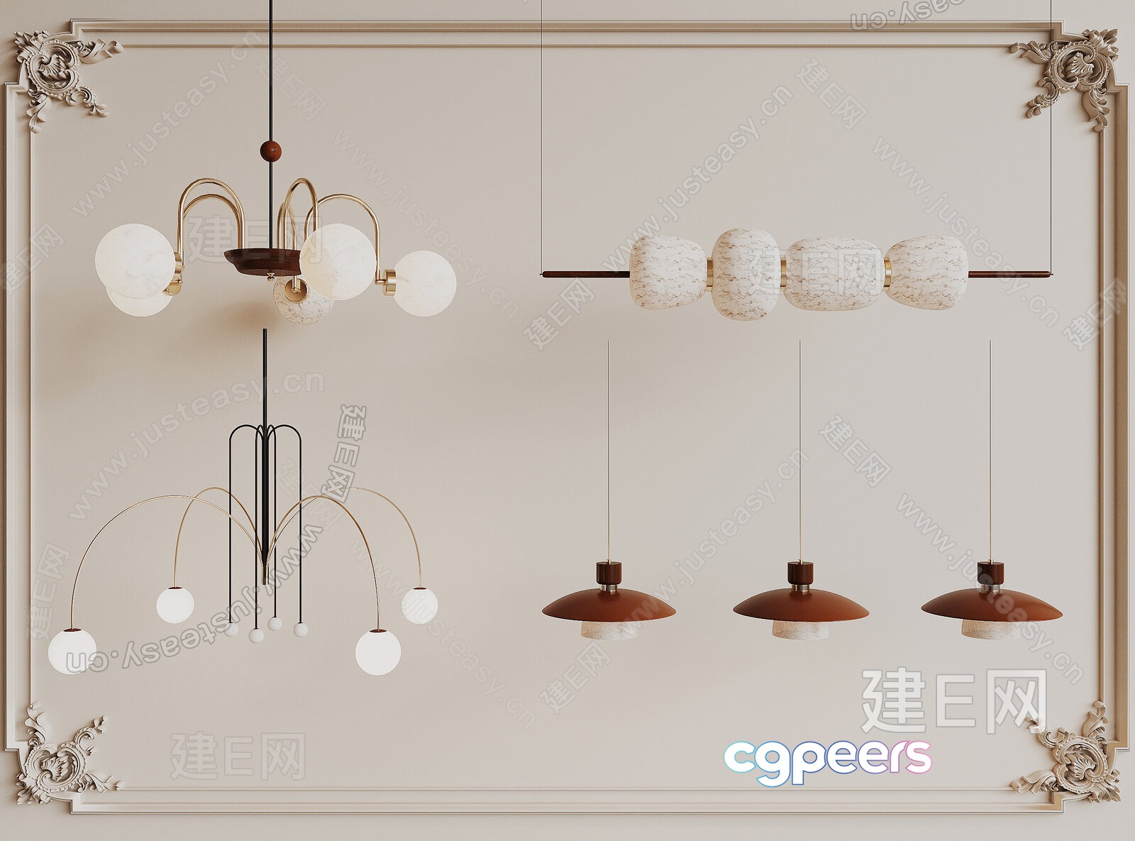Gold Light Fixture 3D Model - 4913 - VRAY Render
