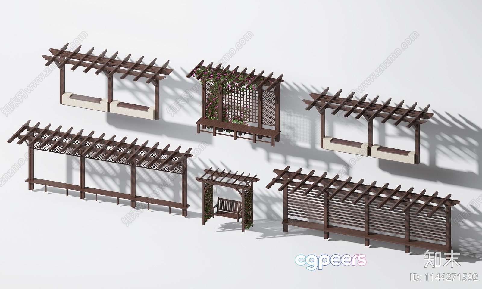 Wooden Garden Pergola 3D Model - 18140 - VRAY Render Wooden Garden Pergola 3D Model - 18140 - VRAY Render
