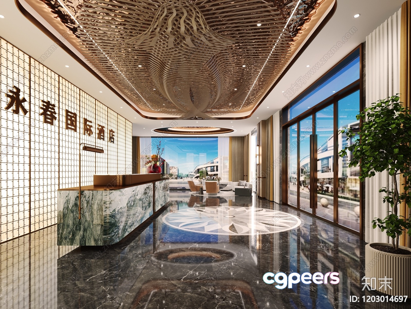Modern Hotel Lobby 3D Model - 22303 - CORONA Render