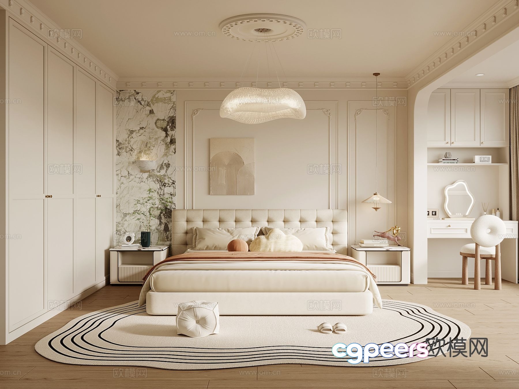 Cozy Modern Bedroom 3D Model - 2879 - VRAY Render