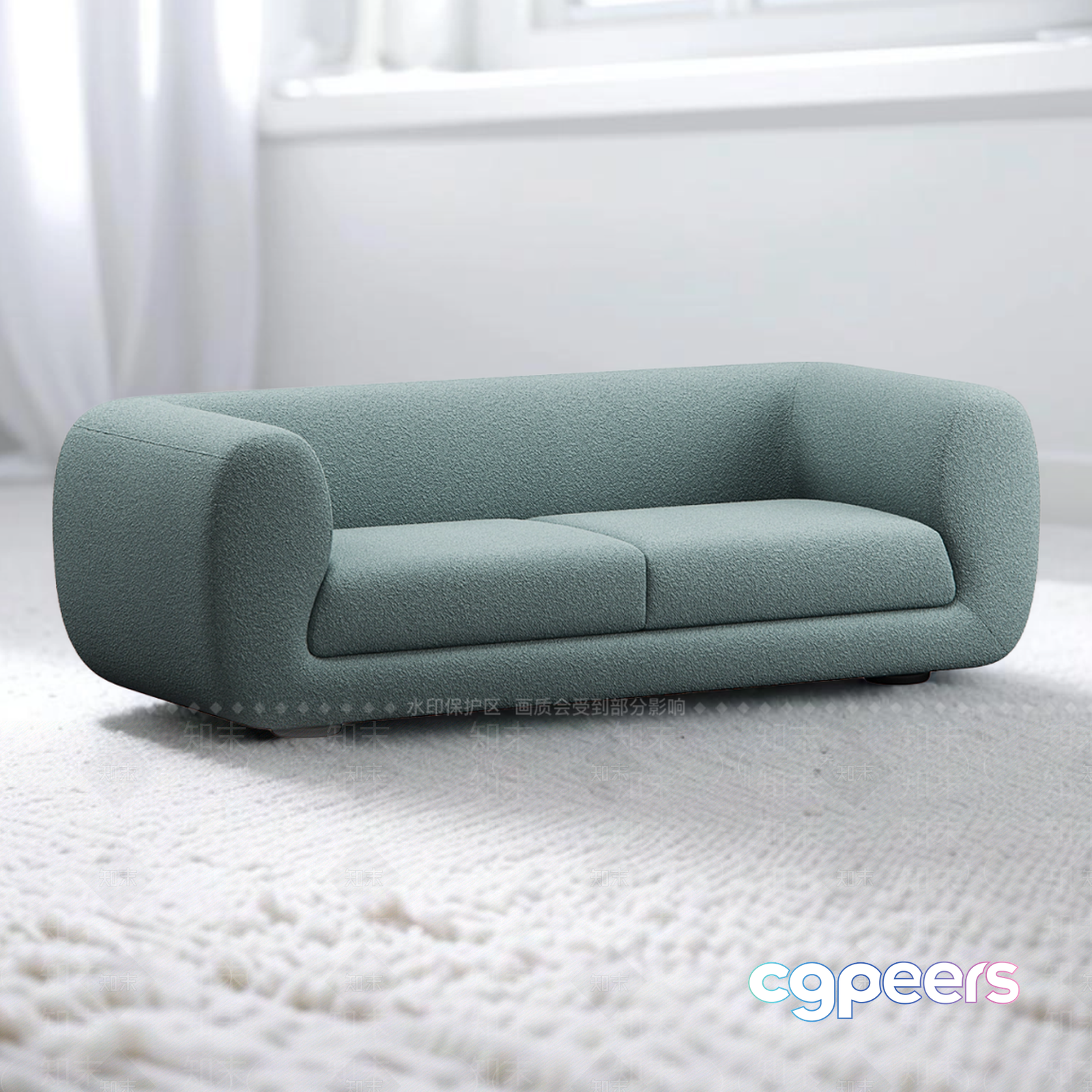 Modern Light Blue Sofa 3D Model - 22806 - VRAY Render