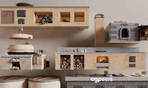 Modern Kitchen Design 3D Model - 6626 - CORONA Render