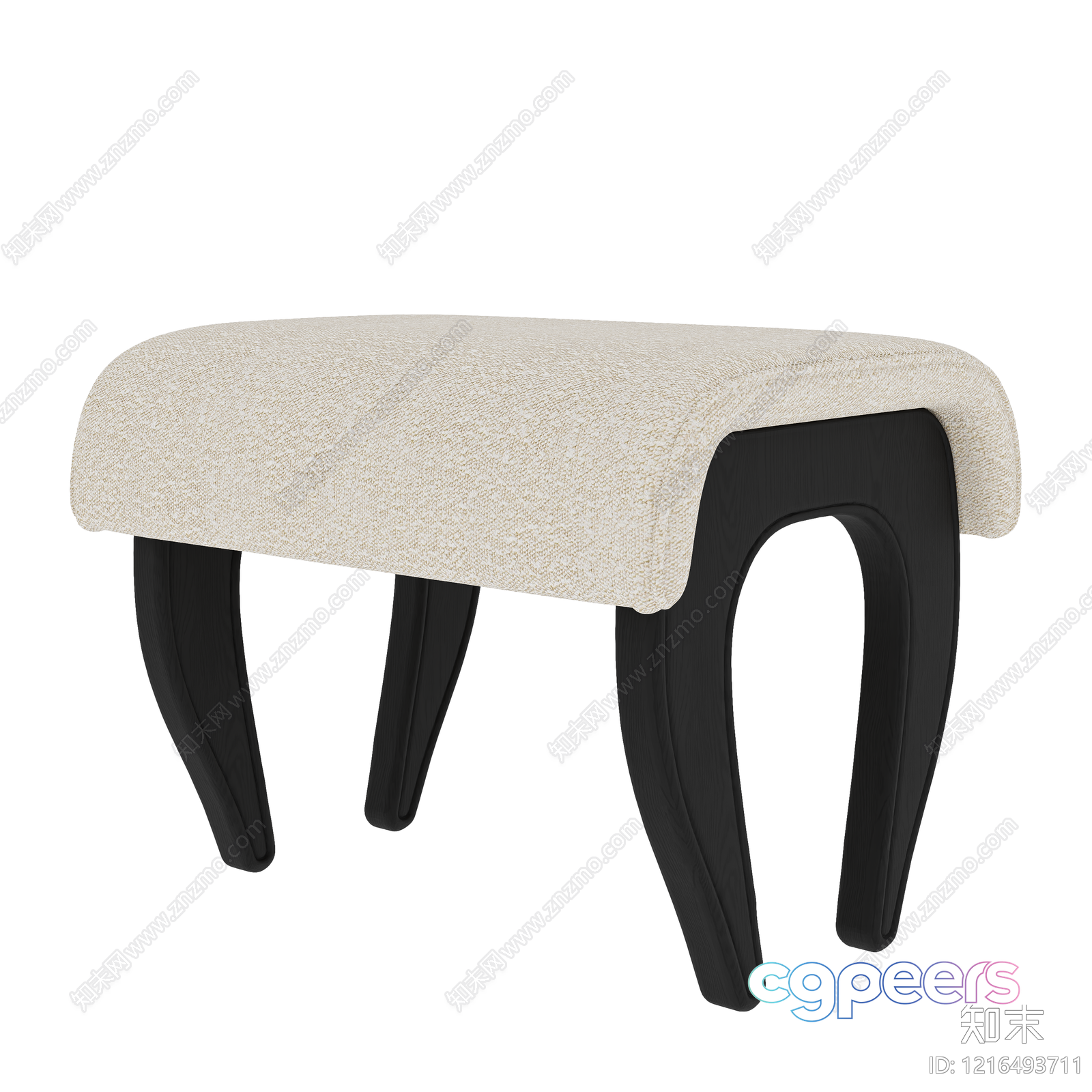 A Beige Stool With Black Legs 3D Model - 15797 - VRAY Render