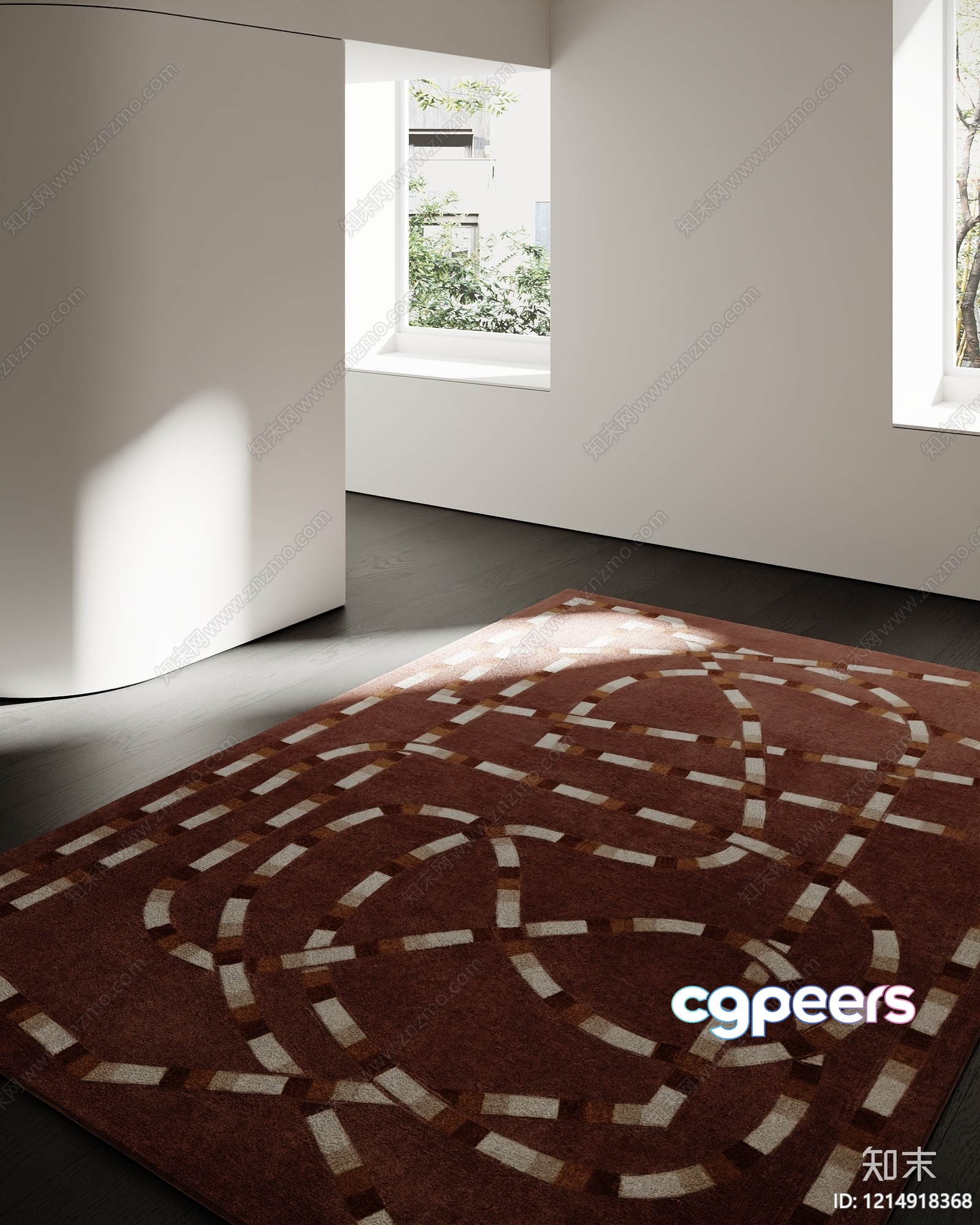 A Modern Room With A Brown Rug 3D Model - 15346 - VRAY Render