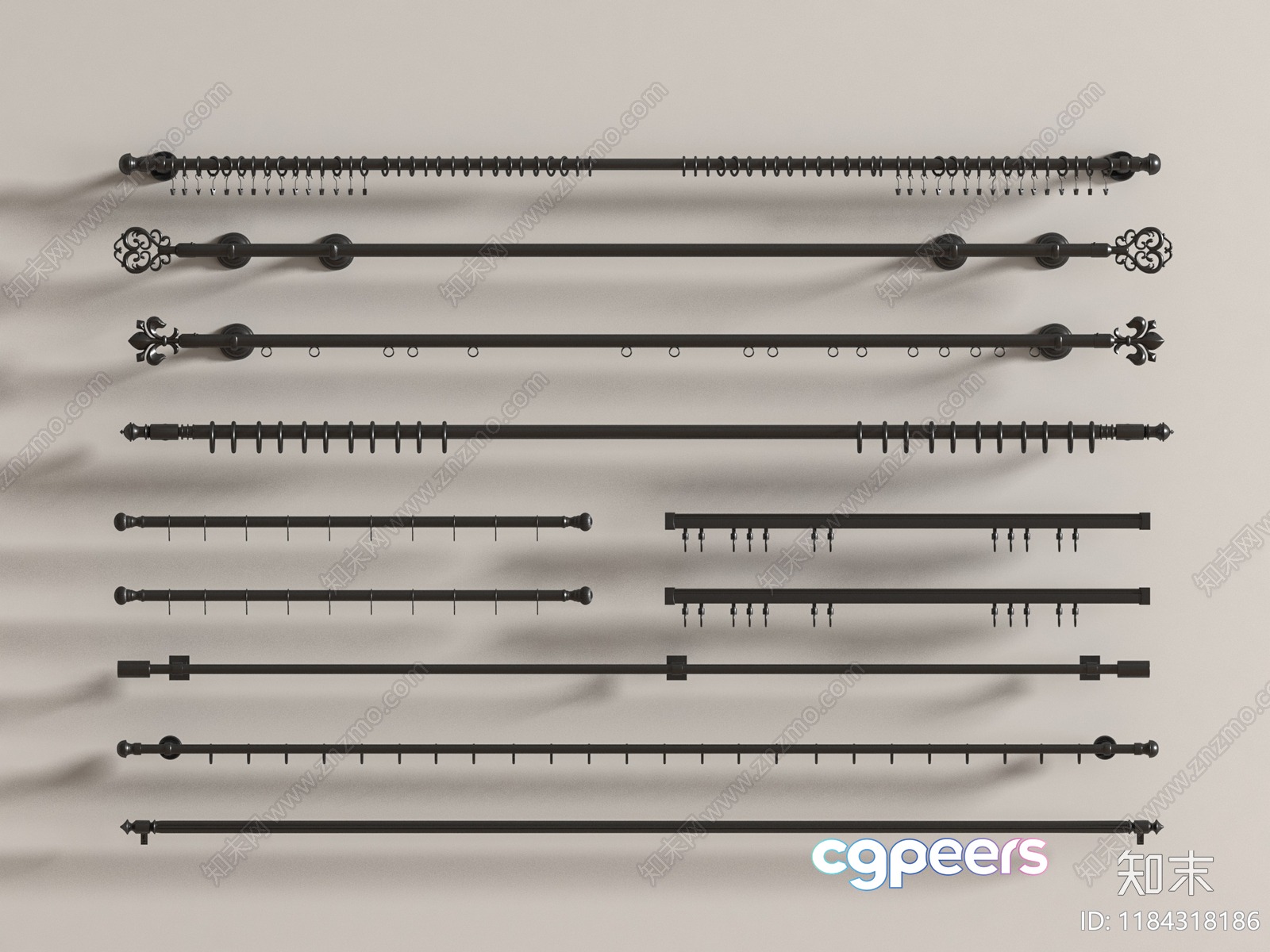 Black Decorative Rods 3D Model - 14381 - VRAY Render