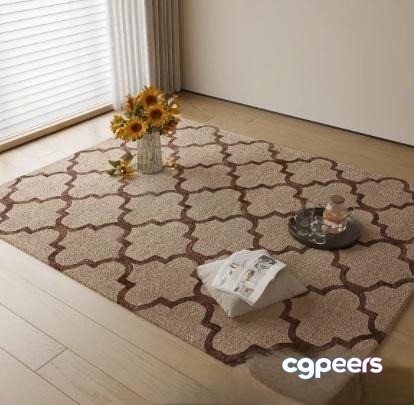 A Beige Rug With A Brown Pattern 3D Model - 6265 - CORONA Render