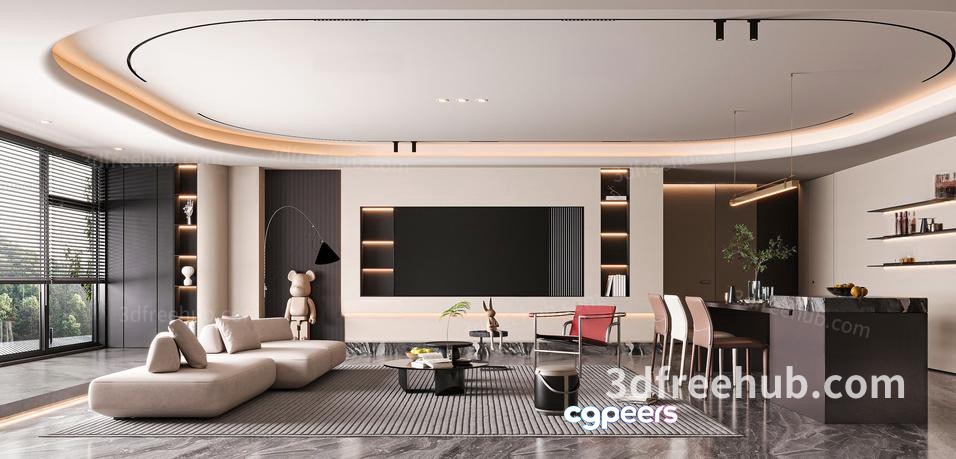 Modern Living Room 3D Model - 21561 - VRAY Render Modern Living Room 3D Model - 21561 - VRAY Render