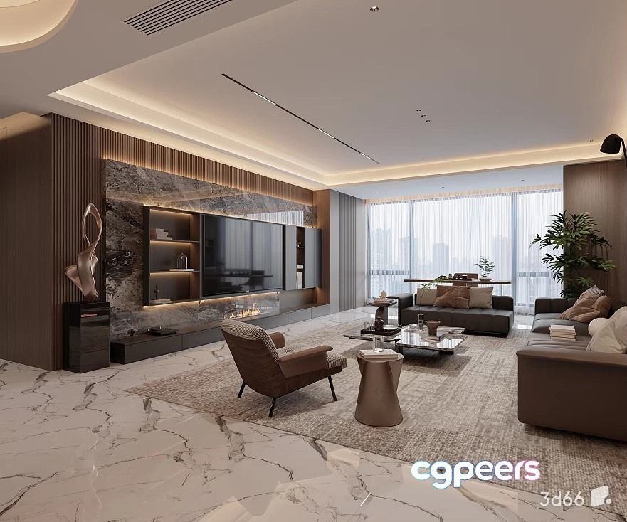 Modern Living Room 3D Model - 22743 - VRAY Render