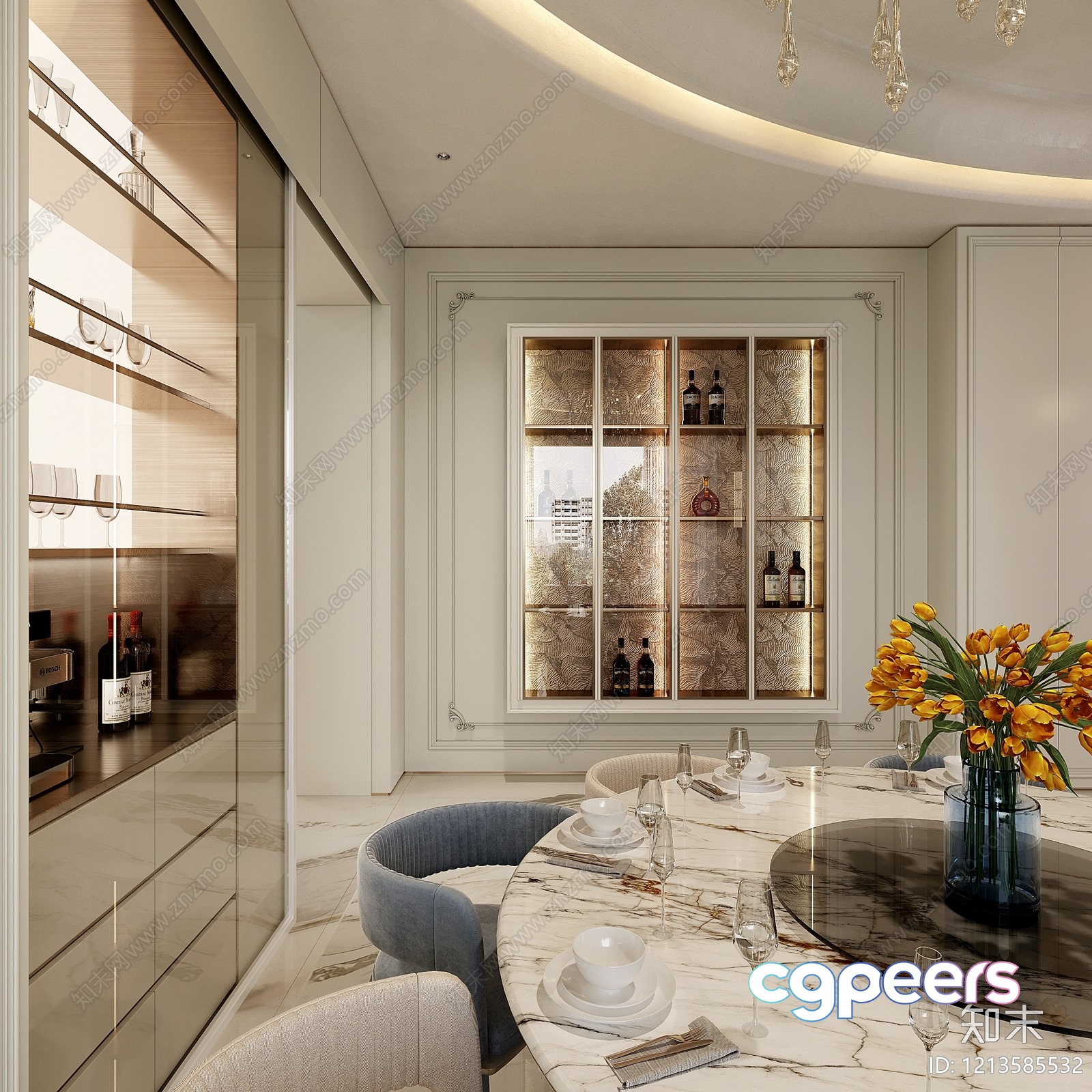 Modern Dining Room 3D Model - 7906 - VRAY Render Modern Dining Room 3D Model - 7906 - VRAY Render