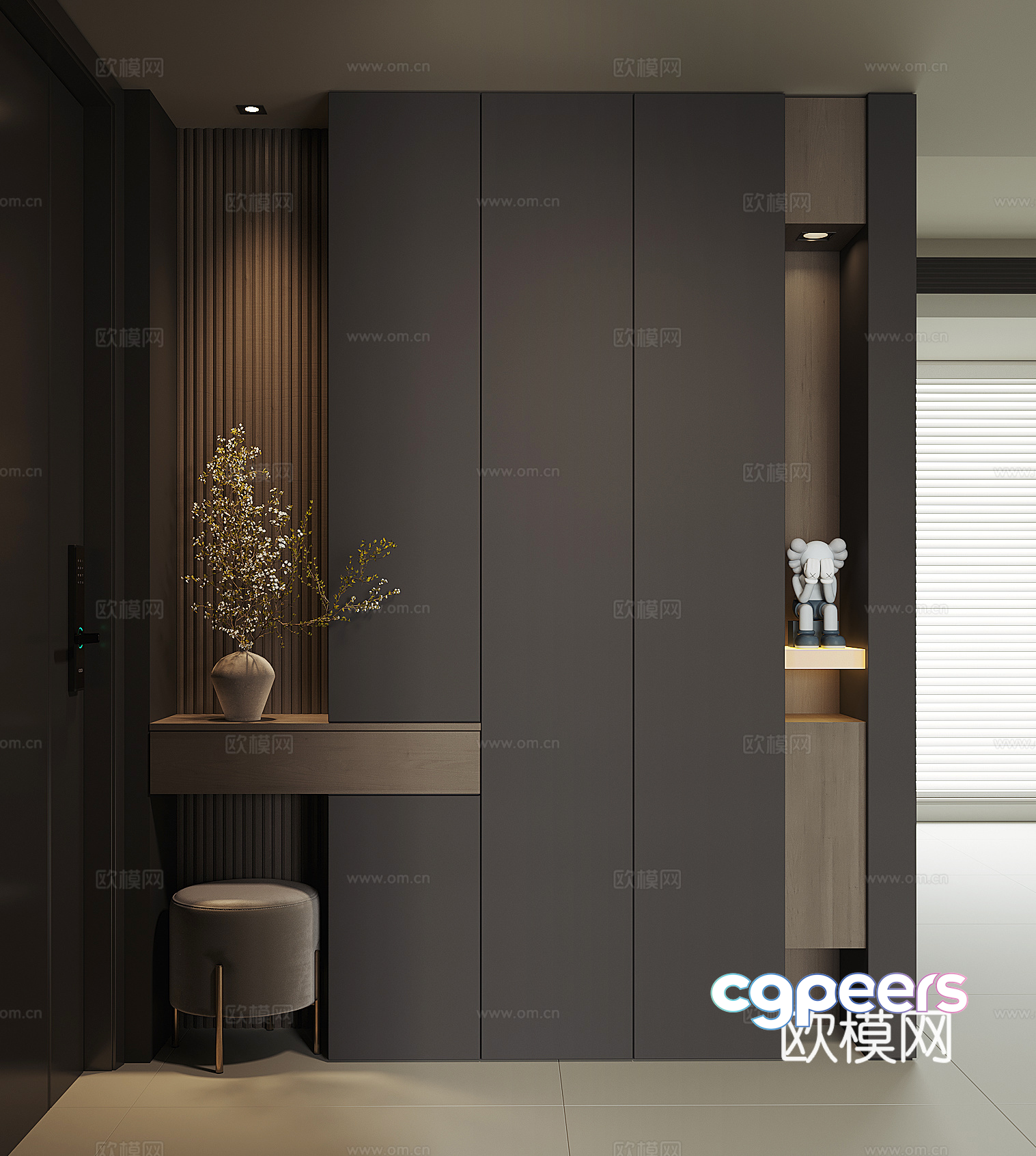 Modern Grey Cabinet 3D Model - 412 - VRAY Render Modern Grey Cabinet 3D Model - 412 - VRAY Render