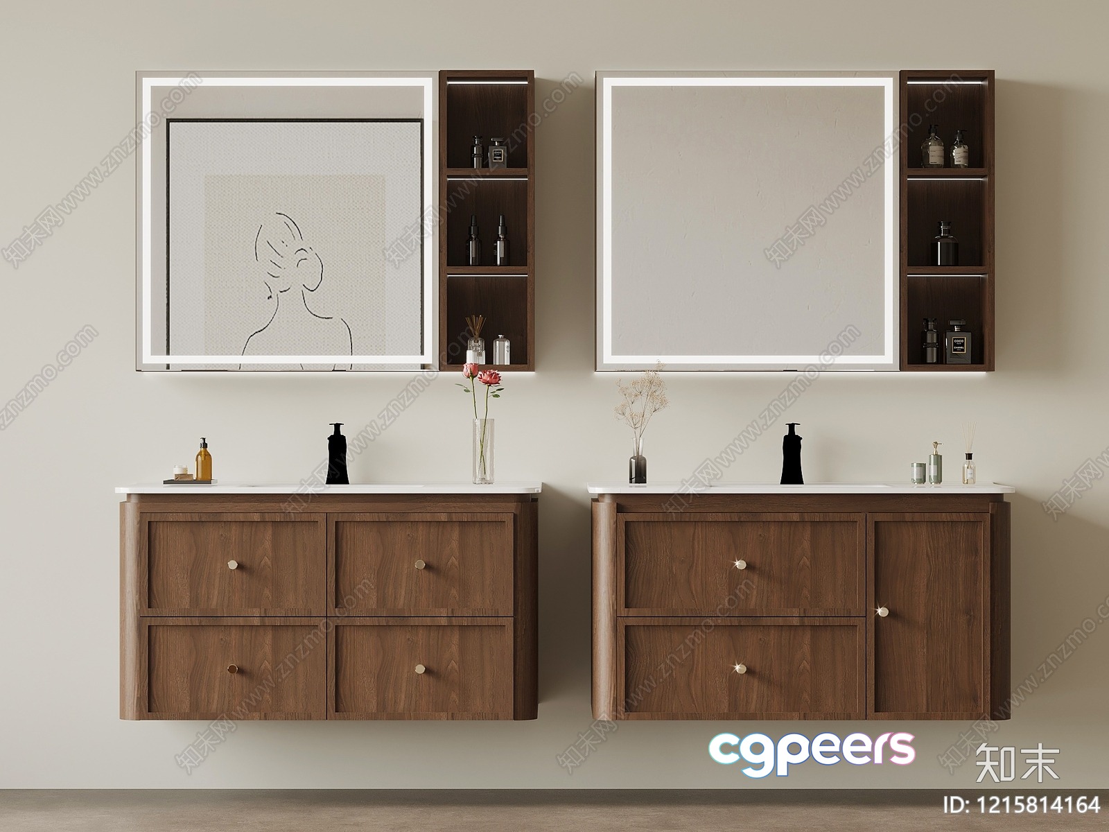 A Bathroom Vanity With A Mirror 3D Model - 13769 - VRAY Render