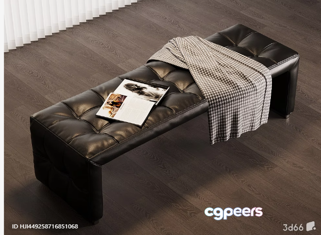 Modern Leather Bench 3D Model - 12637 - VRAY Render Modern Leather Bench 3D Model - 12637 - VRAY Render
