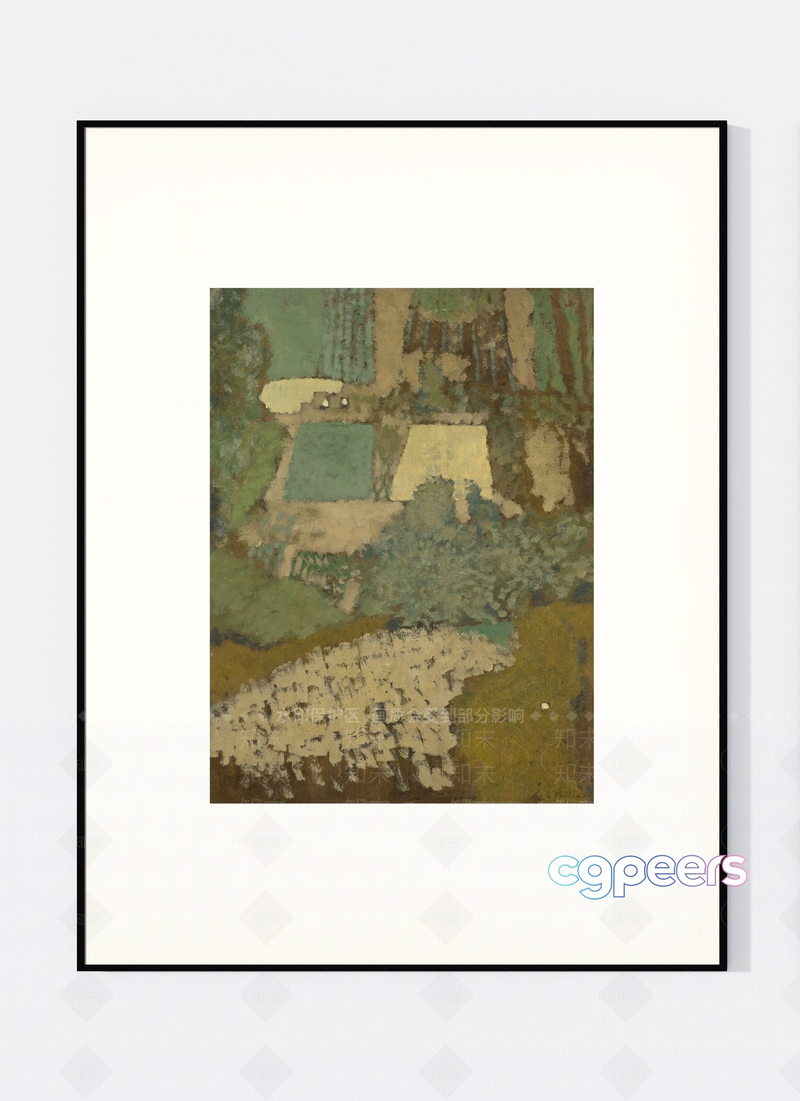 A Framed Painting Of A Field With Sheep 3D Model - 9473 - VRAY Render A Framed Painting Of A Field With Sheep 3D Model - 9473 - VRAY Render