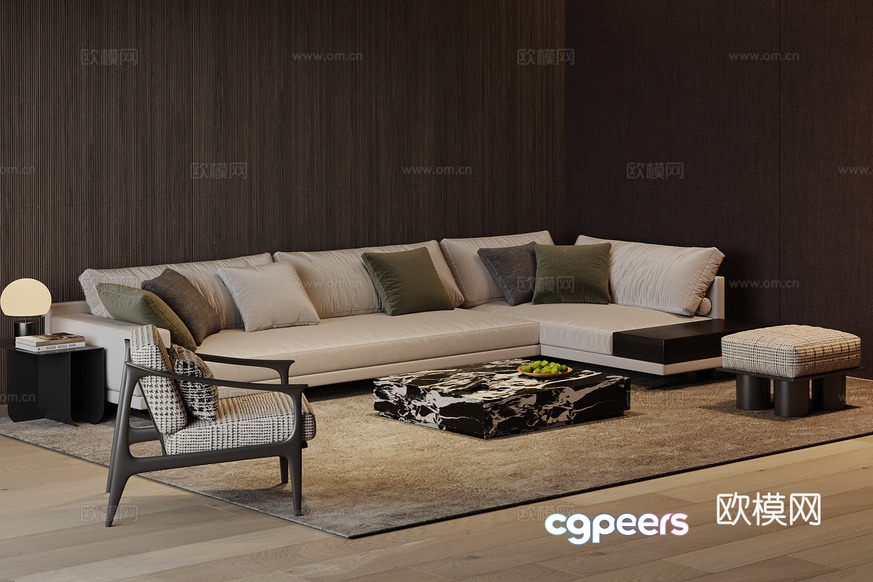 Modern Living Room 3D Model - 23411 - VRAY Render