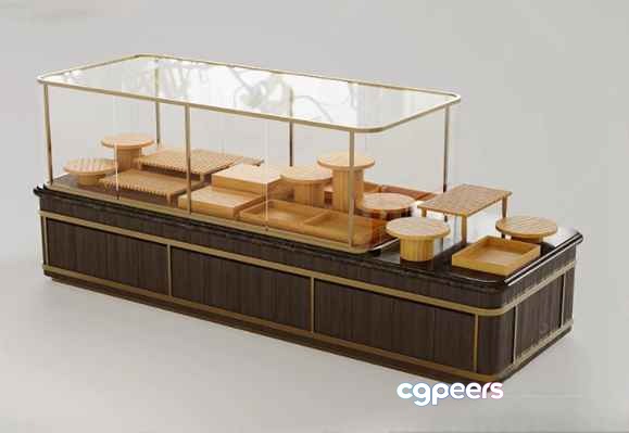 Glass And Wood Display Case 3D Model - 17548 - VRAY Render