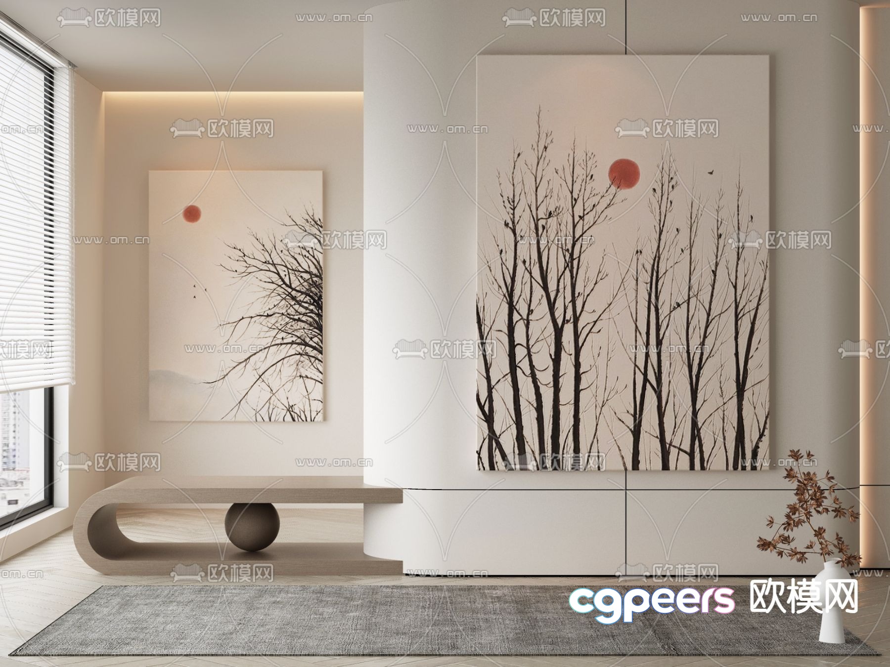 Modern Minimalist Decor 3D Model - 19792 - VRAY Render