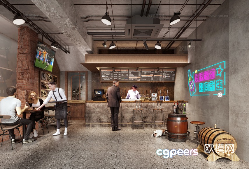 A Bar With A Modern Style 3D Model - 6019 - VRAY Render A Bar With A Modern Style 3D Model - 6019 - VRAY Render