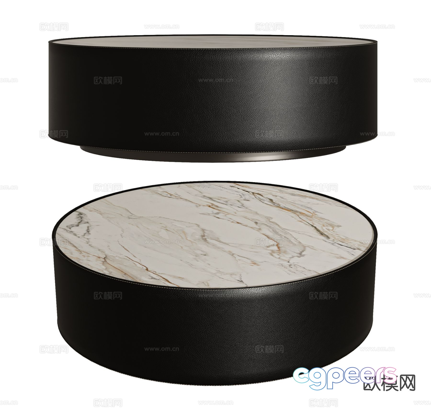 Black Leather And Marble Table 3D Model - 8338 - VRAY Render