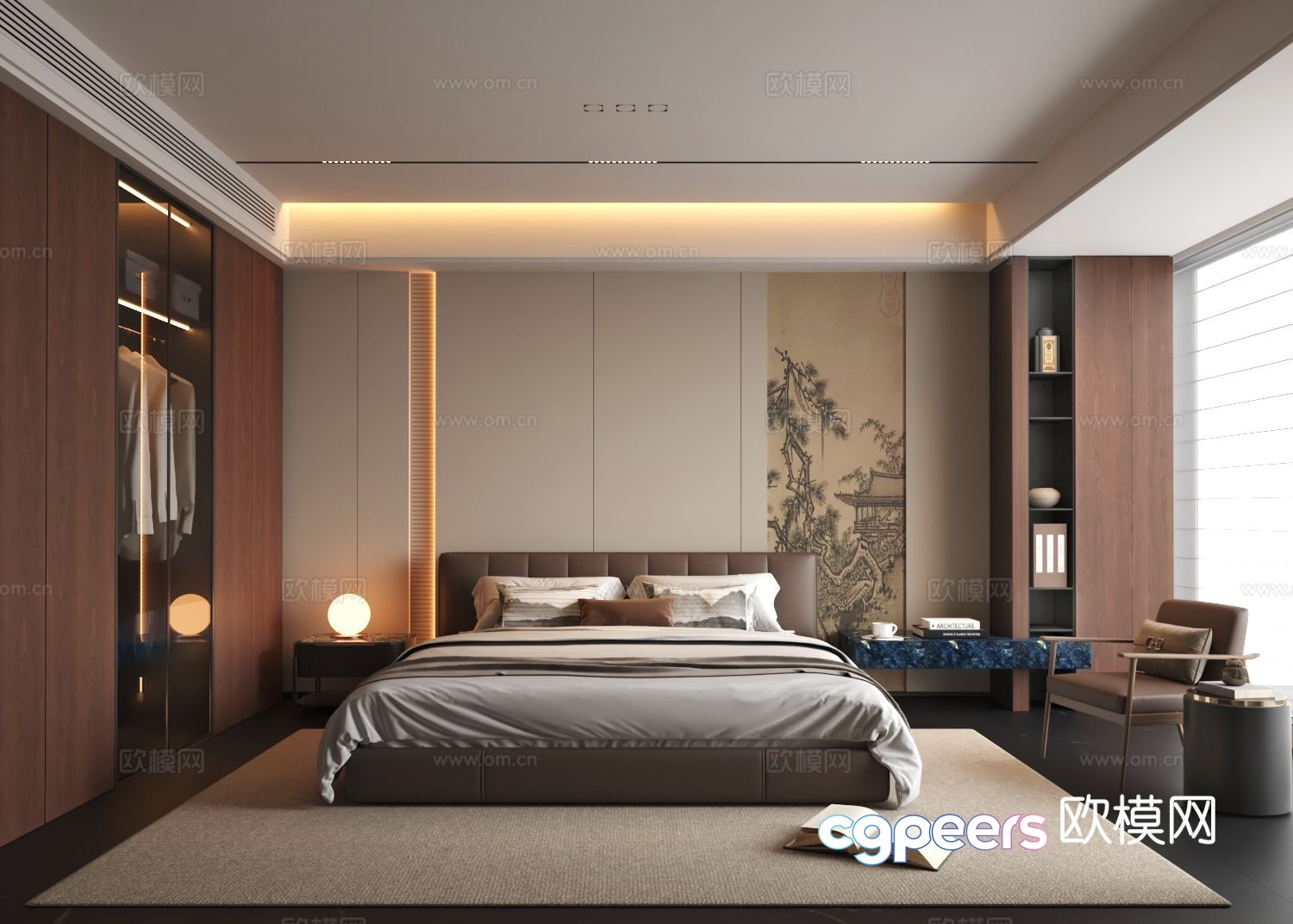 Modern Bedroom Decor 3D Model - 21728 - VRAY Render