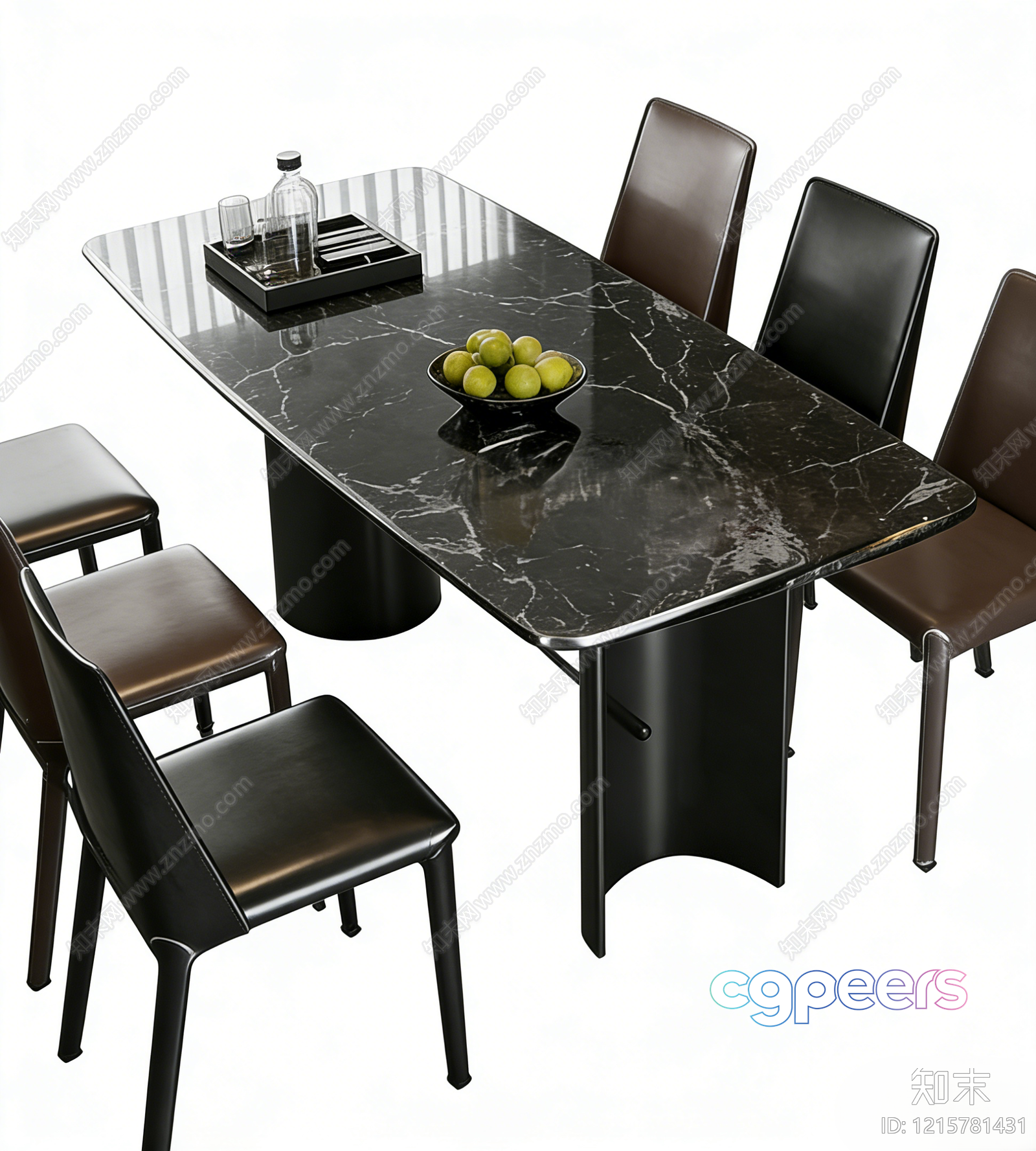 A Dining Table With Chairs 3D Model - 13430 - VRAY Render