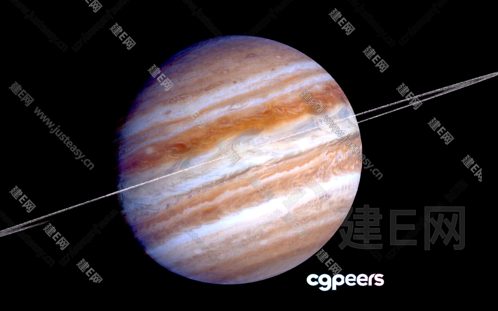 A Planet With A Ring System 3D Model - 17994 - VRAY Render A Planet With A Ring System 3D Model - 17994 - VRAY Render