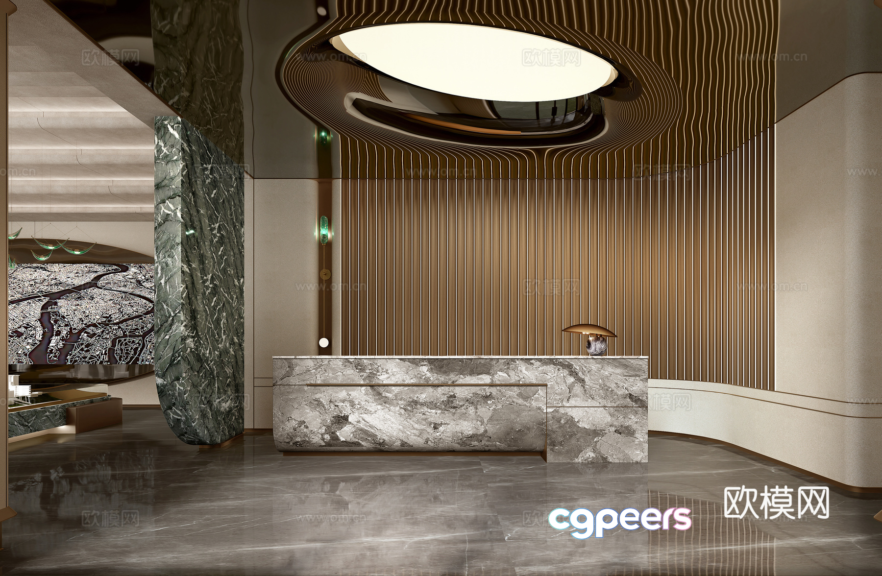 Modern Luxury Lobby 3D Model - 1920 - VRAY Render