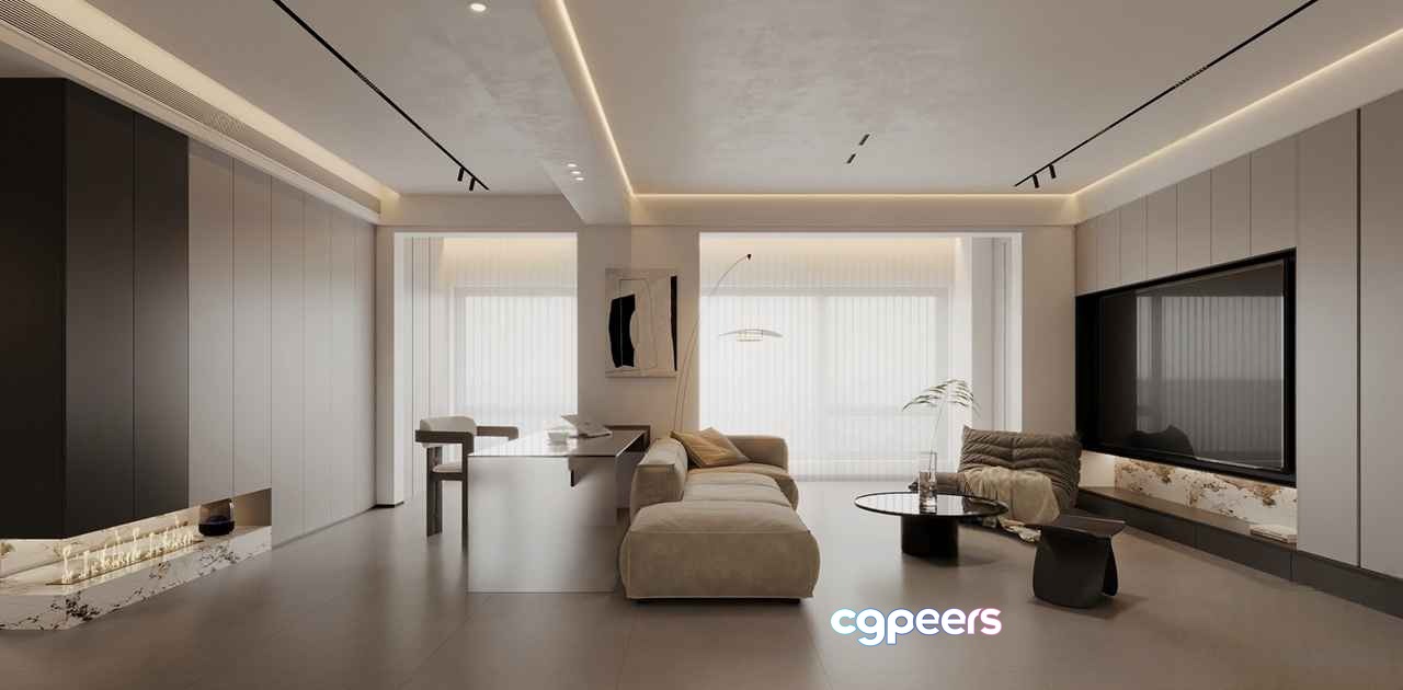 Modern Living Room 3D Model - 20553 - VRAY Render Modern Living Room 3D Model - 20553 - VRAY Render