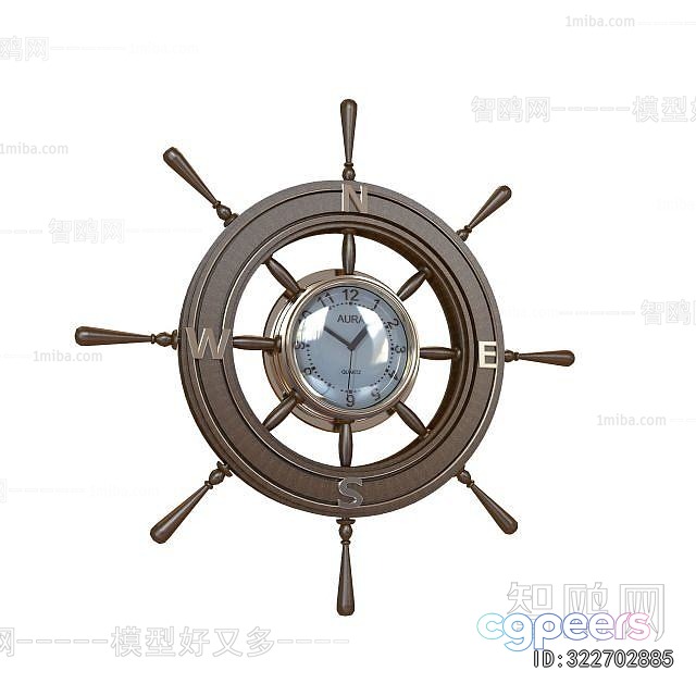 A Clock In The Shape Of A Ship'S Wheel 3D Model - 2608 - VRAY Render A Clock In The Shape Of A Ship'S Wheel 3D Model - 2608 - VRAY Render