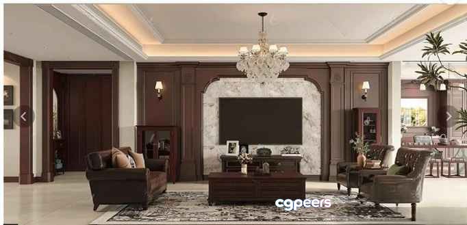Modern Living Room 3D Model - 19444 - CORONA Render