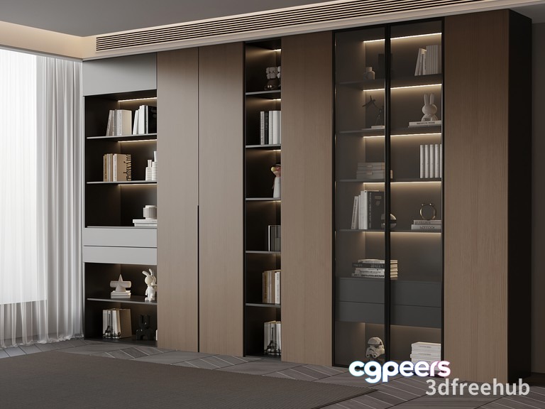 Modern Bookcase 3D Model - 22046 - VRAY Render Modern Bookcase 3D Model - 22046 - VRAY Render