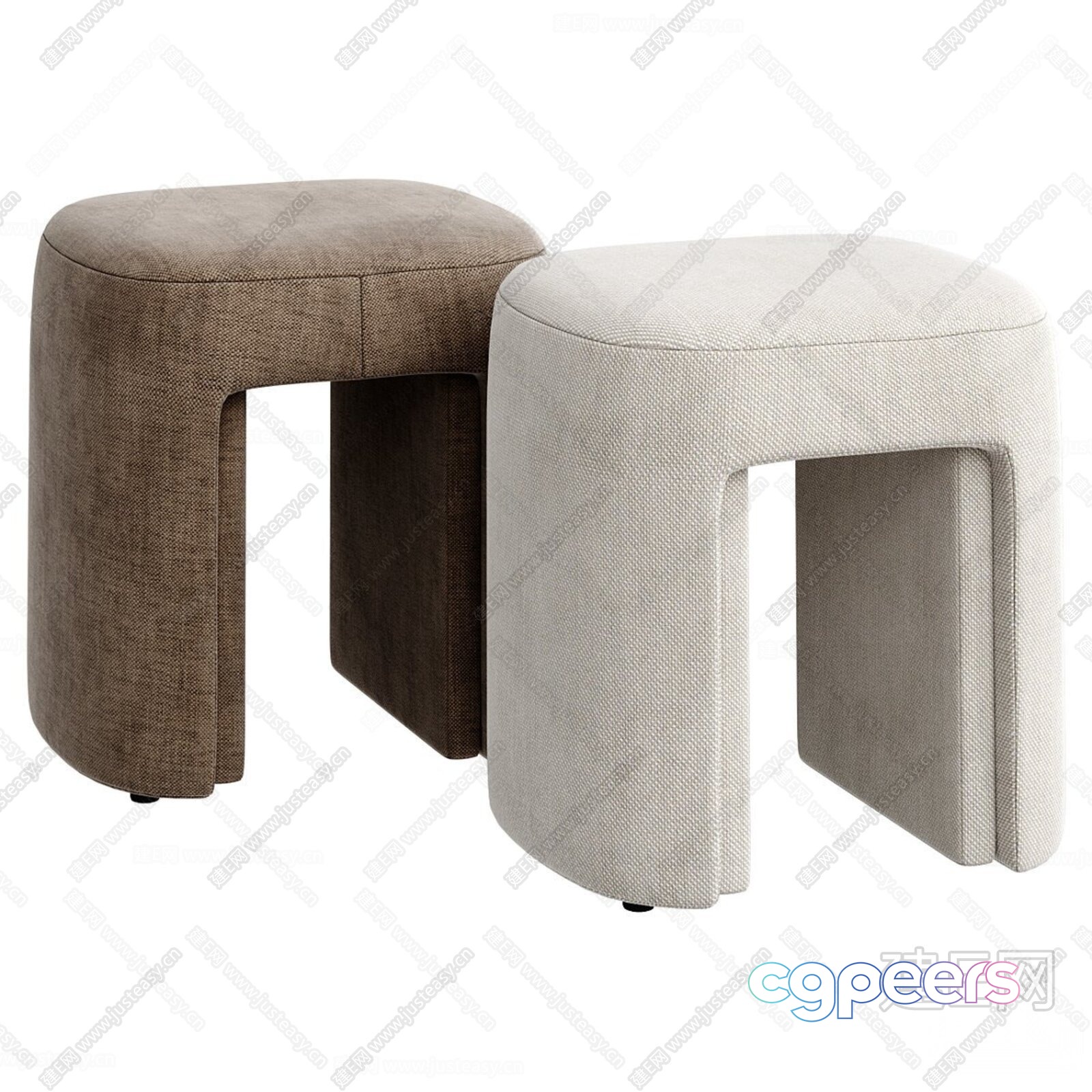 Modern Beige Stools 3D Model - 17067 - VRAY Render