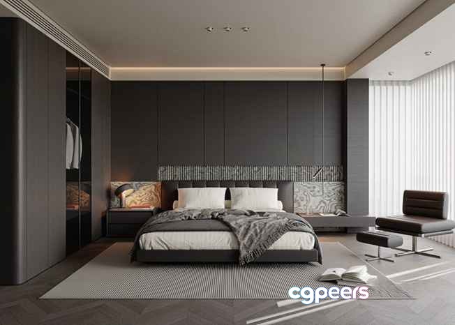 Modern Bedroom Design 3D Model - 4588 - VRAY Render Modern Bedroom Design 3D Model - 4588 - VRAY Render