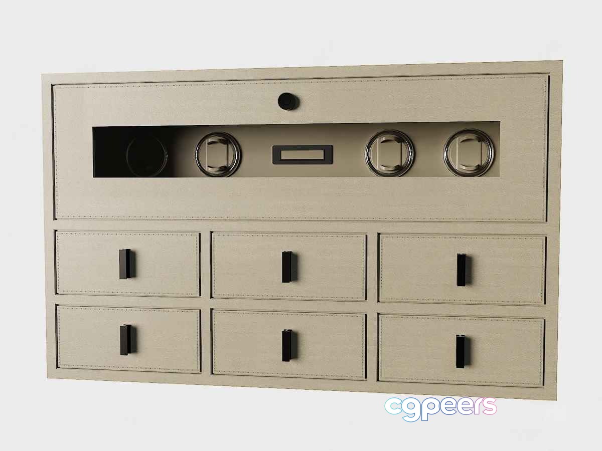 Gray Storage Unit 3D Model - 14332 - VRAY Render
