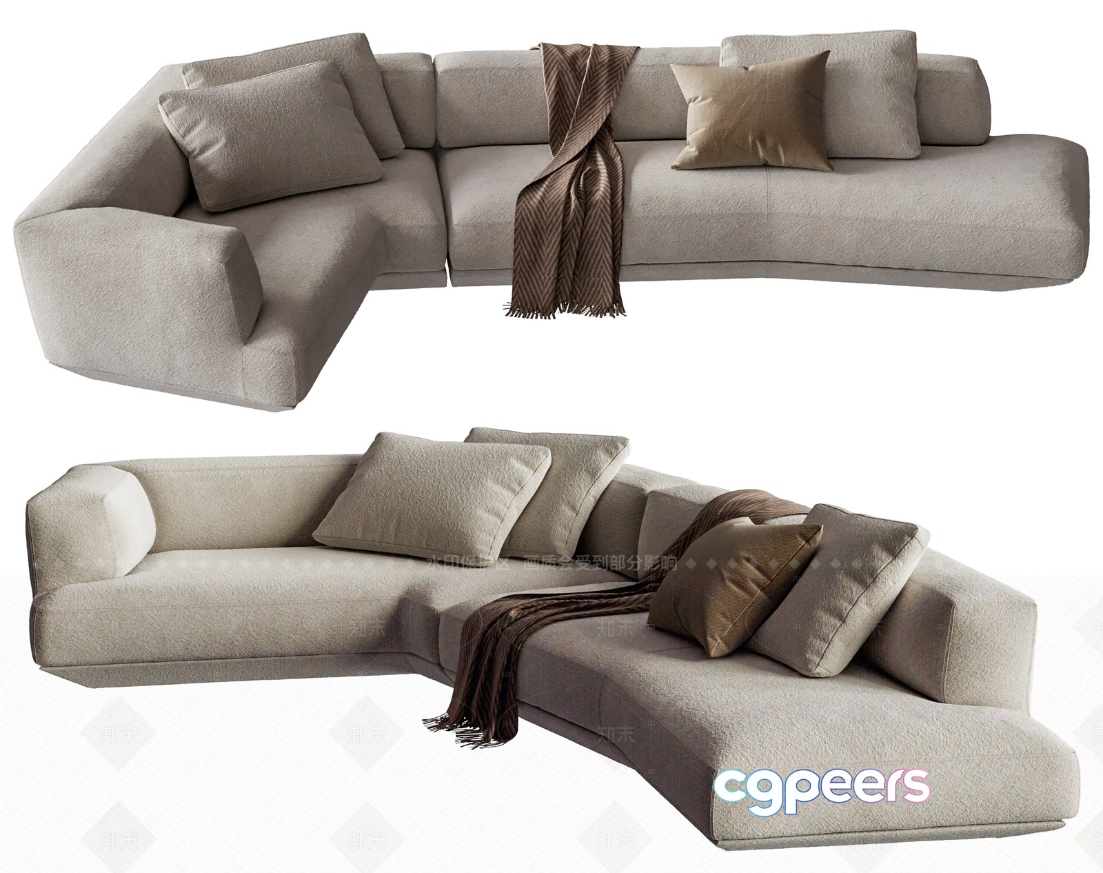 Modern Beige Couches 3D Model - 21743 - VRAY Render Modern Beige Couches 3D Model - 21743 - VRAY Render