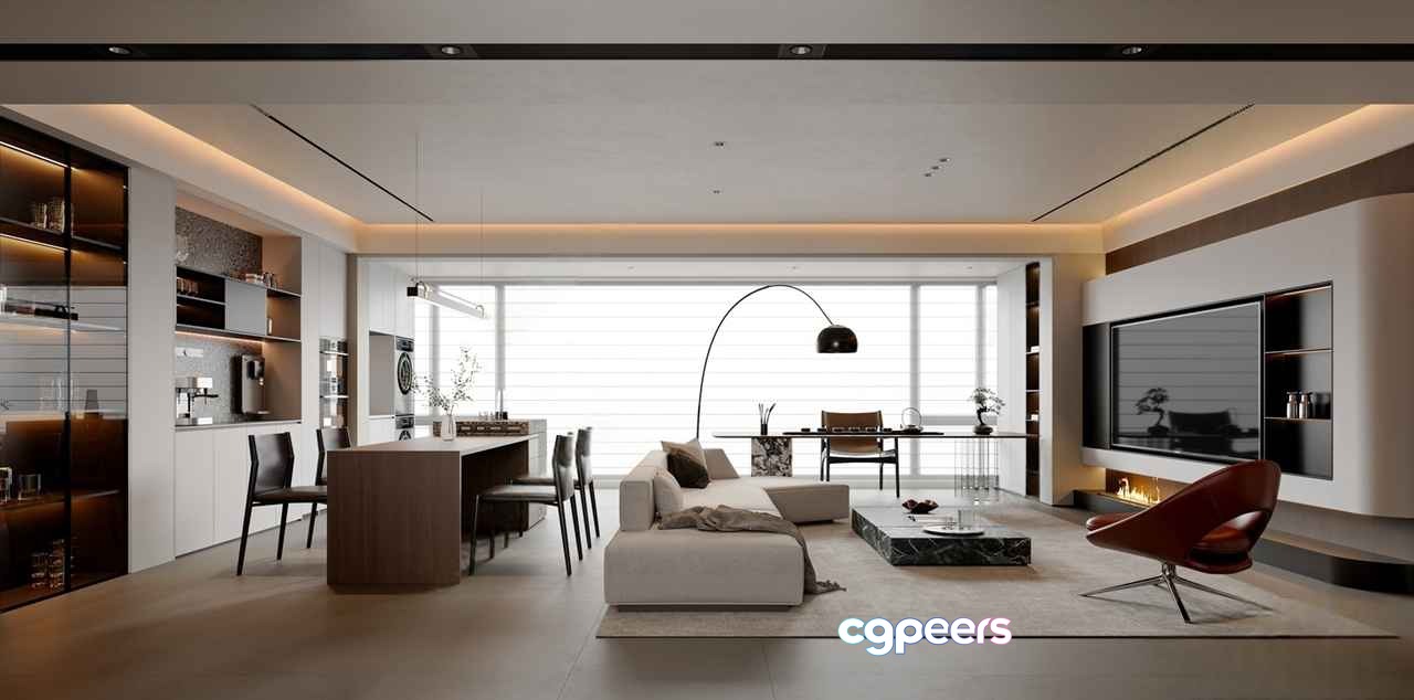 Modern Living Room 3D Model - 10066 - VRAY Render