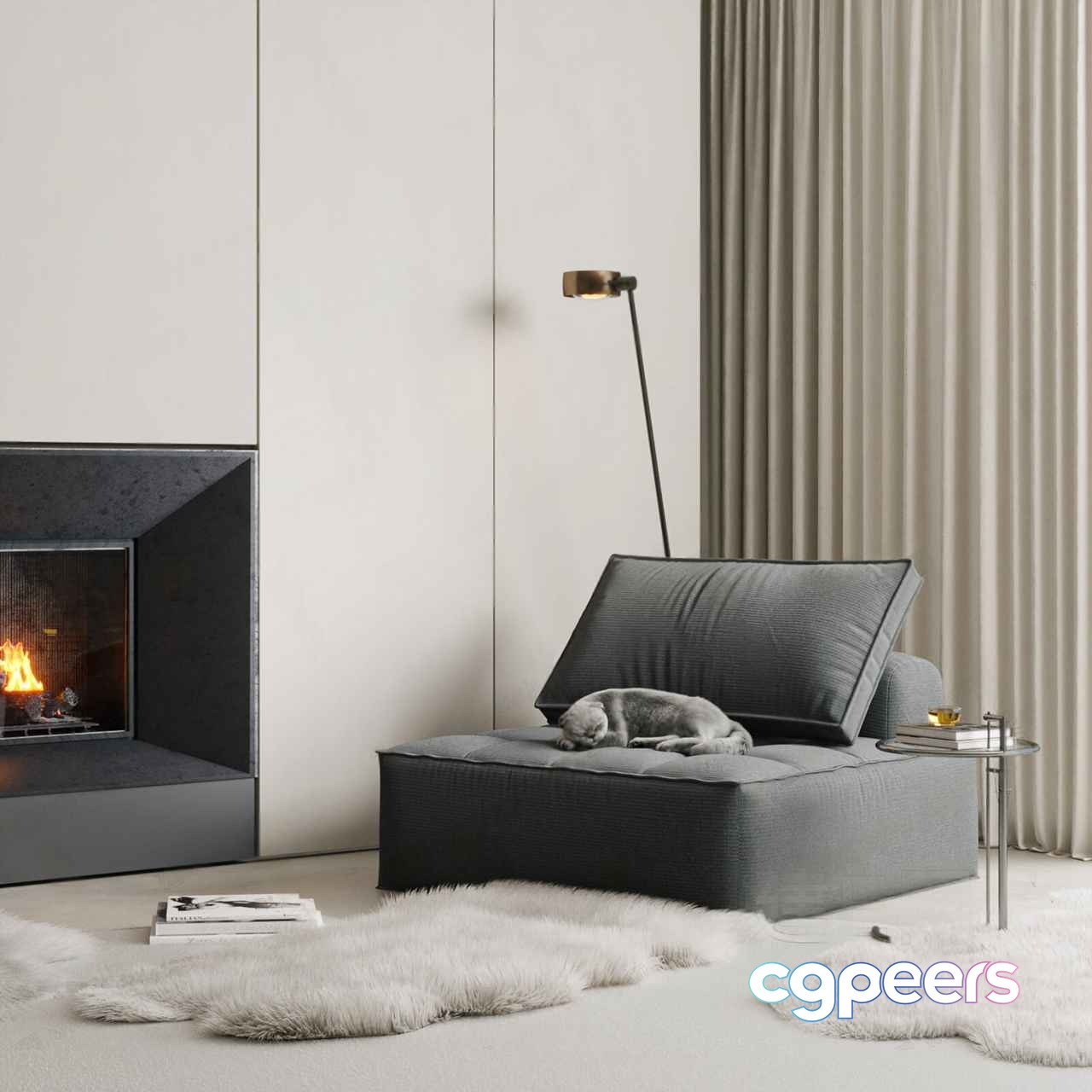 Modern Living Room 3D Model - 8303 - VRAY Render