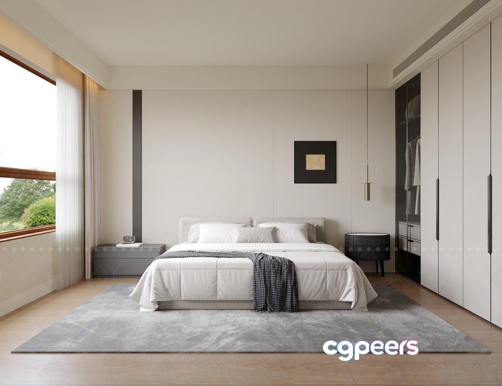 Modern Minimalist Bedroom 3D Model - 1793 - VRAY Render