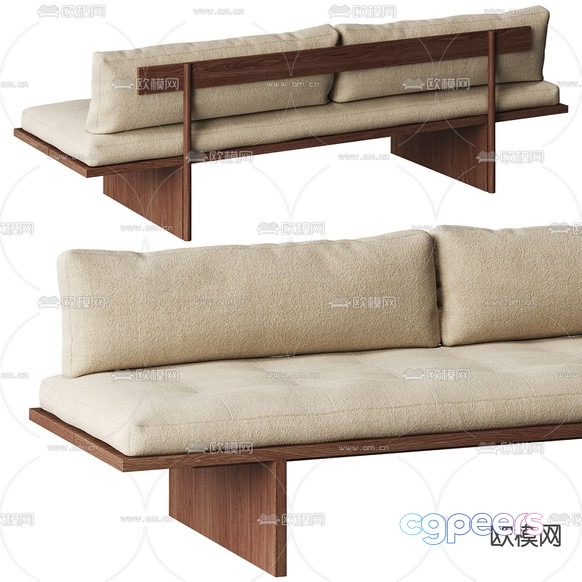 Wooden Sofa 3D Model - 5639 - VRAY Render Wooden Sofa 3D Model - 5639 - VRAY Render