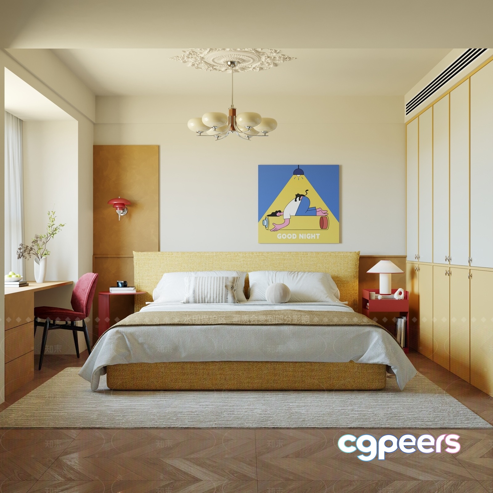 Cozy Bedroom 3D Model - 8262 - CORONA Render Cozy Bedroom 3D Model - 8262 - CORONA Render