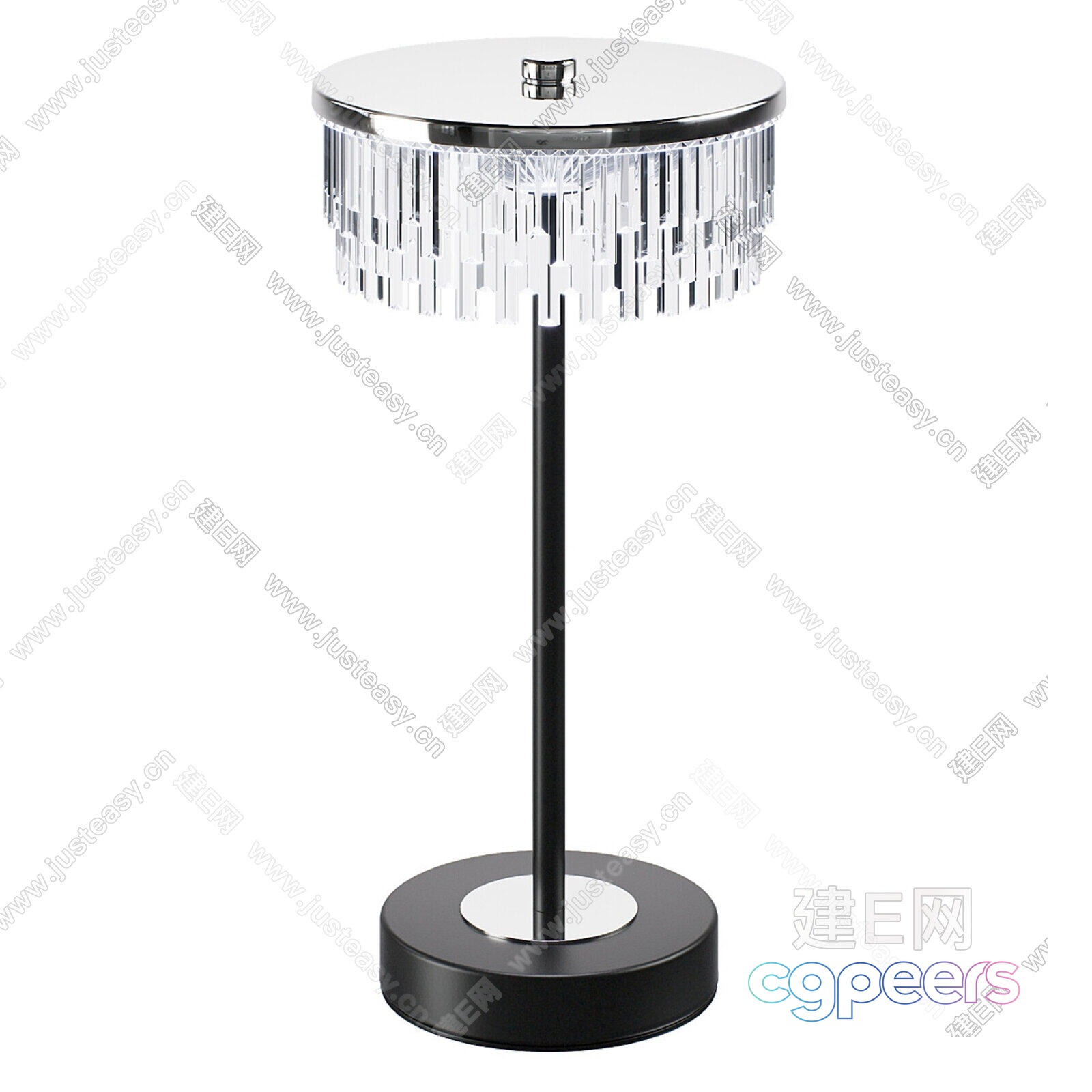 A Table Lamp With A Crystal Shade 3D Model - 10588 - VRAY Render